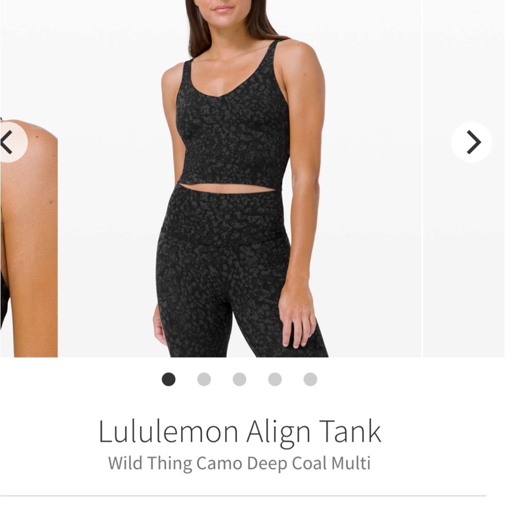 Lululemon Black Camo Tank Top size 6